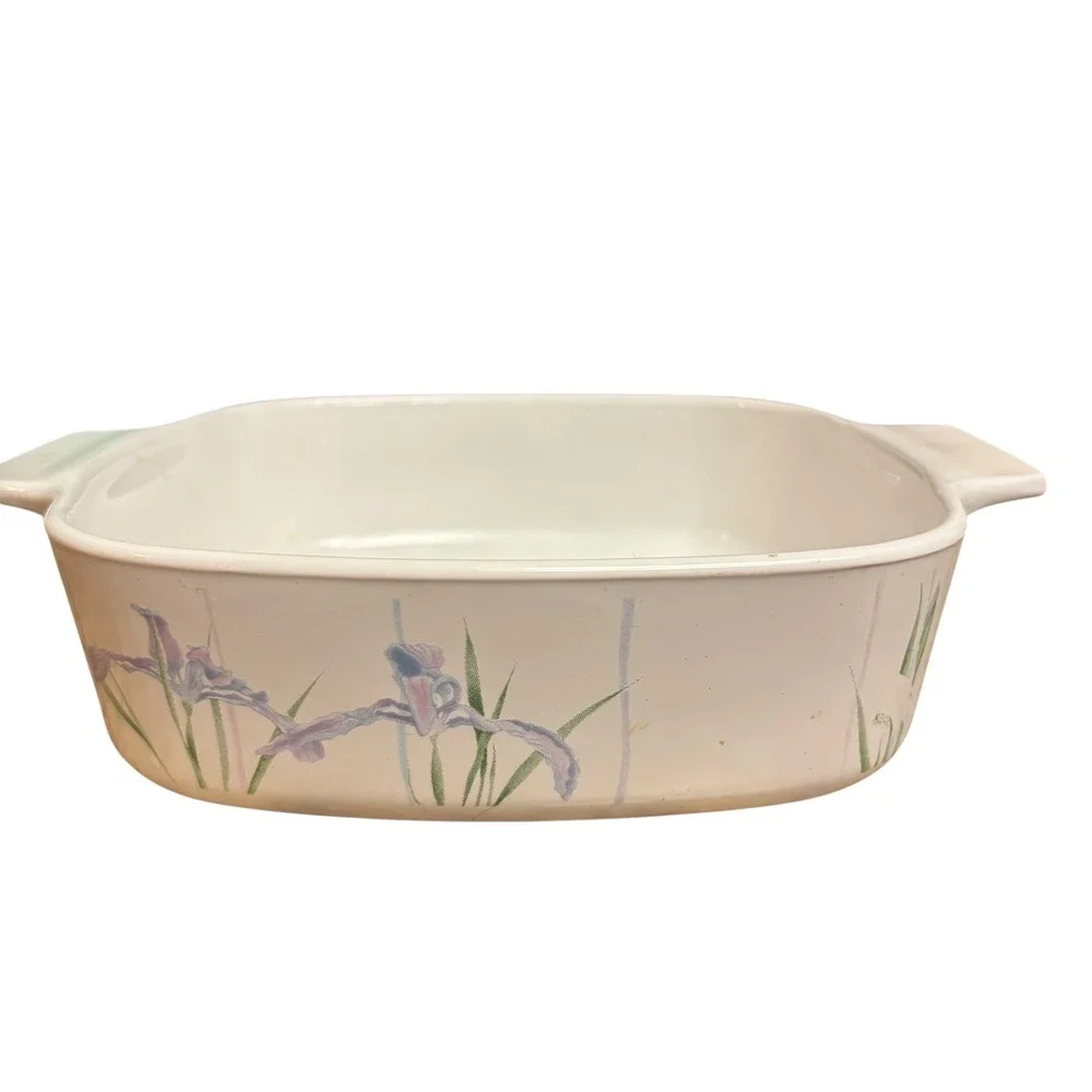 Corning Ware A-1-B 1 Liter Casserole Dish Floral Iris Square Baking‎ Pan